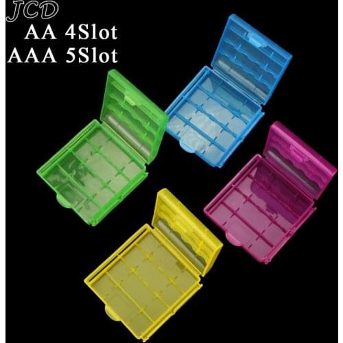 JCD 20pcs/lot Colorful Battery Holder Case 4 AA AAA Hard Plastic Storage Box Cover For 14500 10440 Battery Organizer Container