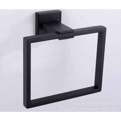 304 Stainless Steel Towel Ring Bathroom Hardware Batnroom Tool Black Towel Rod Black Square Towel Rod