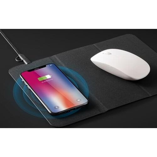 Qi 10W Wireless Charging Mouse Pad PU Leather Mouse Mat With Stand For Mobile Phone Office Home Computer Mousepad