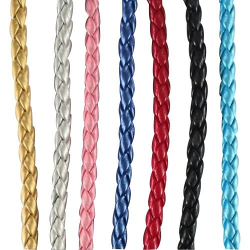 7mm Round Braided PU Leather Cord Rope String+2m+Faux Leather Cord for Clothes+DIY Jewelry Craft Findings Making Accessories