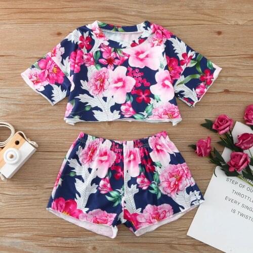 Summer Baby Cute Clothes Toddler Baby Girls Print Short-sleeved Shorts Cotton Tops Summer Clothes Suit Infant New Born Clothing