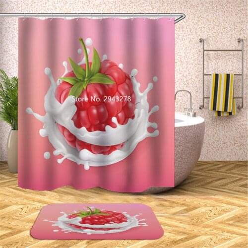 Bestselling Starfish Strawberry Design Waterproof and Mildew Proof with Hook Shower Curtain Bathroom Decoration Color Print