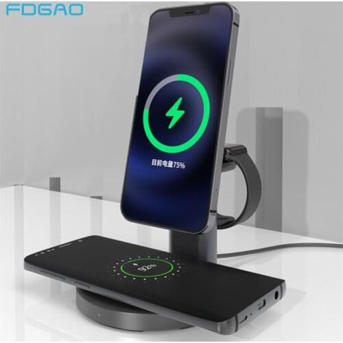 3 in 1 Magnetic Wireless Charger Stand For Magsafe iPhone 12 Mini Pro Max Apple Watch Fast Charging Dock Station For Airpods Pro