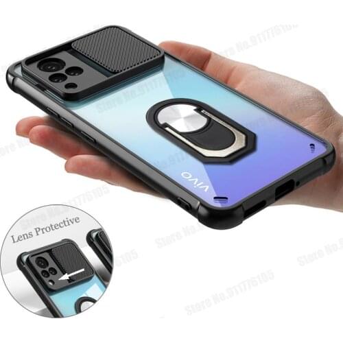 Magnetic Stand HD Transparent Case For VIVO V21E V21 5G 4G V20SE V20 Pro Y73 Y51 Y31 Y70 2020 Slide Camera Lens Protective Cover