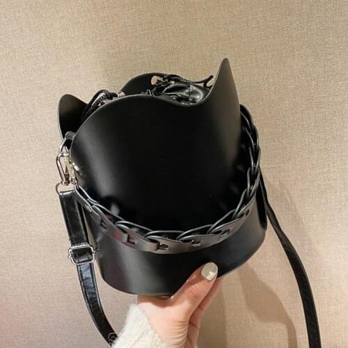 Fashion Small PU Leather Drawstring Bucket Crossbody Bags for Women 2021 Folds Design Shoulder Handbags Cross Body Bags