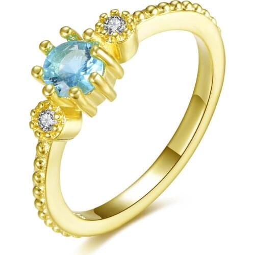 Fashion blue cubic zirconia gold color Thin rings for women finger jewelry accesories anel de namoro mood anillos de compromiso
