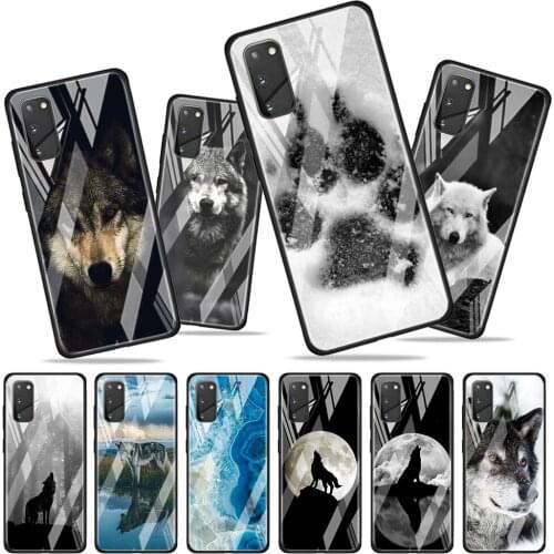 Fashion Black Wolf for Samsung Galaxy S20 FE Ultra Note 20 S10 Lite S9 S8 Plus Luxury Tempered Glass Phone Case Cover