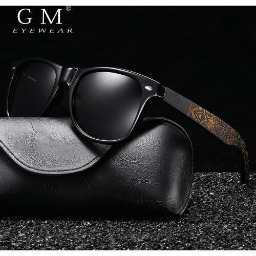 GM Brand Wooden Bamboo Polarized Mens Sunglasses Oval Frame Sun glasses Women Sun glass S5097es Male Oculos de sol Masculino