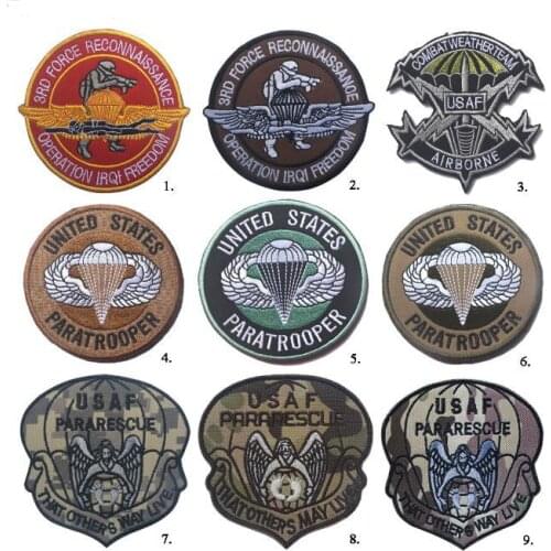 United States PARATRO Patches USAF AIRBORNE military US army badge Tactical hook patches AIRSOFT for coat jacket