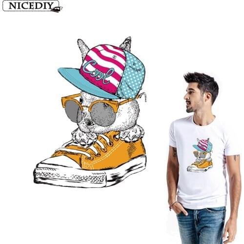 Nicediy Rabbit Shoes Patch Iron On Patches Letter Small Animals Thermal Stickers On Clothes Transfer T-shirt Kids Applique Badge