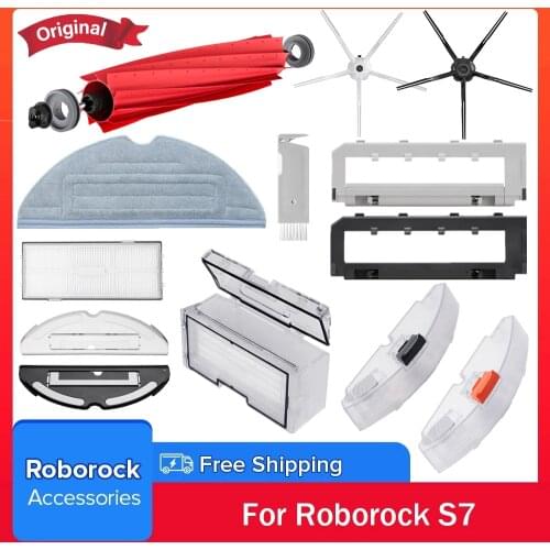 Original For Roborock S7 T7s Plus Vacuum Cleaner Spare Parts Main Brush Side Brush Mop Cloth Hepa Filter Dust Bag Mop Bag Cover