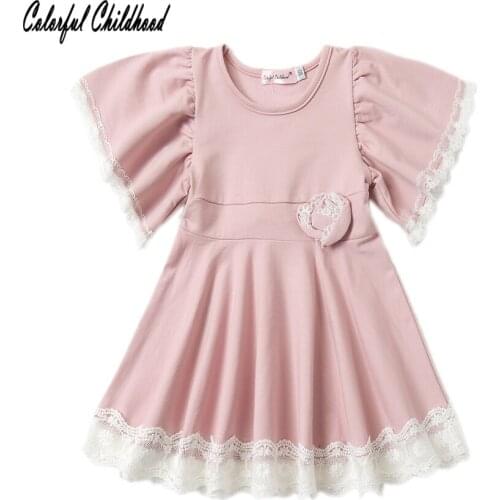 Newborn Girl Laces Dress Sweet Infant Baby Ruffled Short Flare Sleeve Clothes Toddler Kids Floral Dresses For Girls vestidos