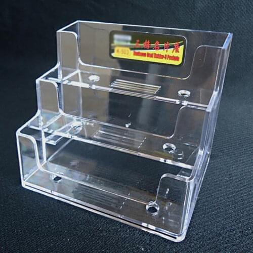 Creative 3 Layer Business Name Card Holders Shelf Transparent Acrylic Name Card Stand Storage Box Desktop Card Display Holder