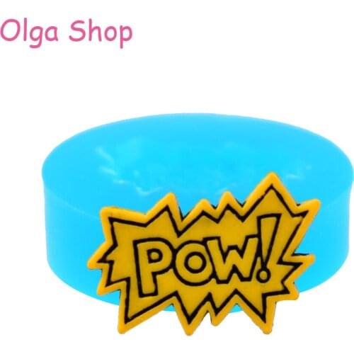PYL108 Pow Sign Flexible Silicone Push Mold Decoration Mold Dollhouse Scrapbooking Mold Fondant Gumpaste (Epoxy Gum Paste)
