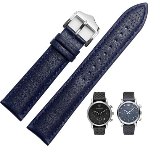 New Genuine leather watchband 20mm 22mm for AR1735 AR1736 AR1737 leather strap men women watch bracelet