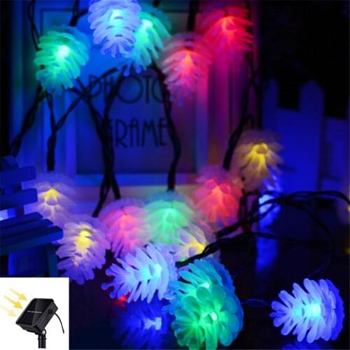 30LED Pine Cone Christmas Light Solar Fairy String Light Outdoor Waterproof For Holiday Party Courtyard House Decor String Light