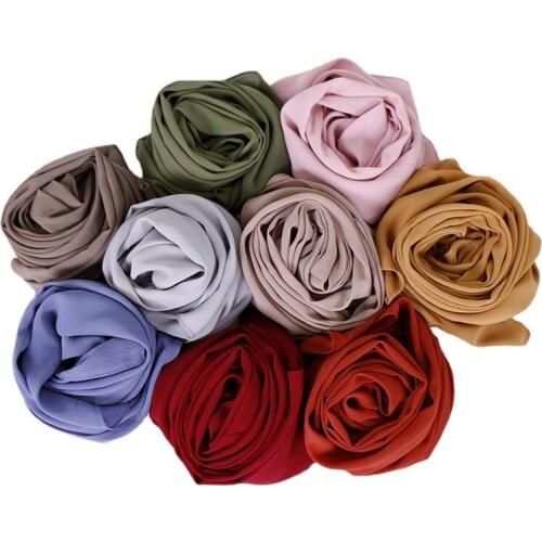 Silk Solid Women Monochrome Natural Wrinkled Scarf New Material Breathable Pleated Shawl Headband Cover