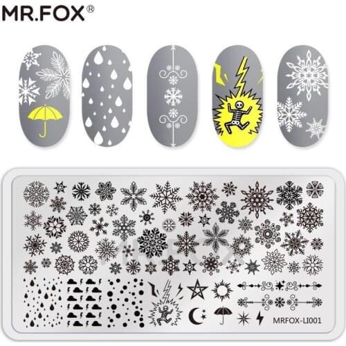 MRFOX Nail Stamping Plates Snowflakes And Animals Nail Art Plate Stainless Steel Design Stamp Template for Printing Stencil Tool