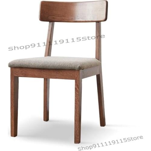 Solid Wood Dining Chair Simple Modern Home Oak Computer Chair Nordic Restaurant Soft Bag Leisure Armchair