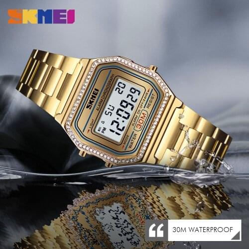 2019 SKMEI New Fashion Women Watch Digital Watches Waterproof Week Display Case Alloy Digital Wristwatch Relogio Feminino New