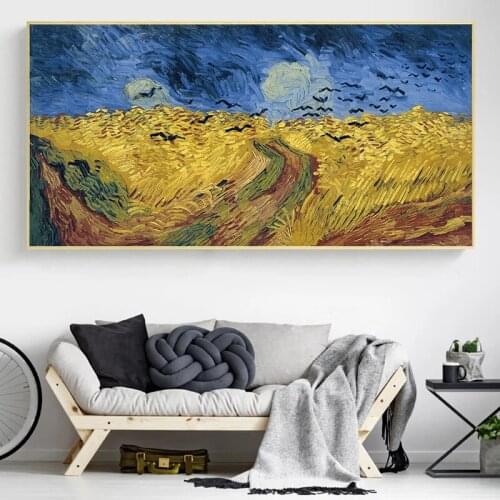 Famous Art Prints Van Goghs Wheat Fields and Crows Posters and Prints Canvas Painting Wall Art Picture Living Room Home Decor