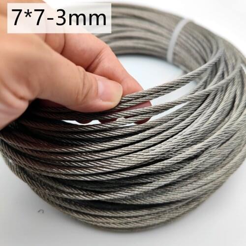 10M/20M/30M/40M 3mm Diameter 7X7 Construction 304 Stainless steel Wire rope Alambre Softer Fishing Lifting Cable