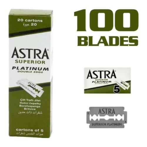 100 piece 100 Astra Superior Razor Blade Platinum Double Edge Safety Shaving Razor Blades