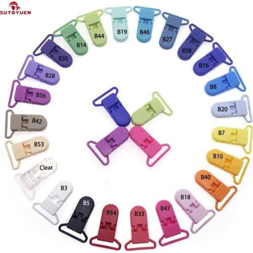 Sutoyuen Mix 15 colors 150 pcs D shape Plastic suspender Clips,Baby Plastic Pacifier Clip,Soother / Dummy Clip for 25mm ribbon