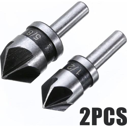2 PCS HSS carbon steel 90 degree hexagonal shank five-edged chamfering set of 12, 16 chamfering knife countersink