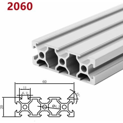 2pcs/lot 100-500mm 2060 Aluminum Profile Extrusion Length Linear Rail 200mm 400mm 500mm for DIY 3D Printer Workbench CNC