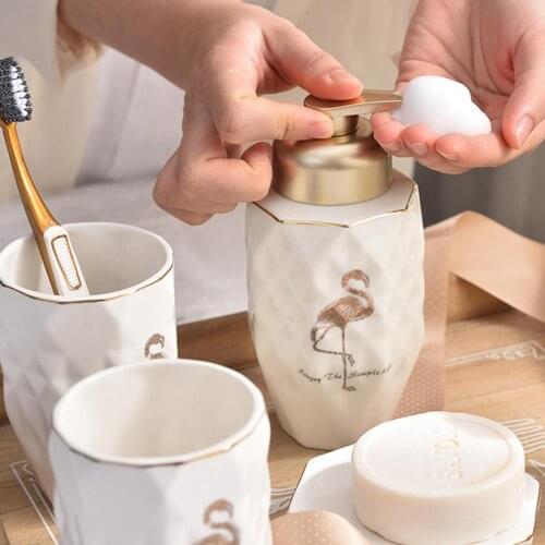 280ml Ceramic Hand Soap Dispenser Bottlc Liquid Soap Bottle Lotion Dispensing Pump Mugs For Bathroom Storage Bottle Container