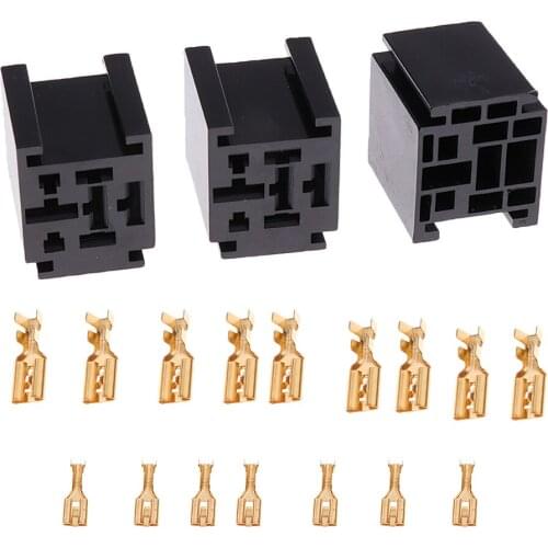 3Pcs 80A 5 Pin Automotive Relay Socket for High Current Applications