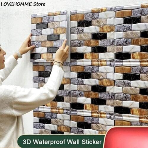 30cm*30cm 3D Self-adhesive Waterproof Brick Shape Wall Sticker Bathroom Home Decoration