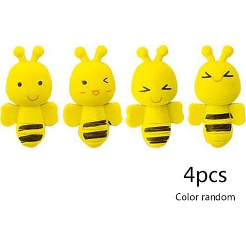 New 4Pcs Cute Mini Animal Insect Little Yellow Bee Erasers Rubber Pencil Erasers School Office Supply