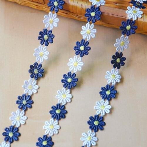 40Yards 25mm Lace Ribbon Embroidered Flower Fabric For Skirt Accessories Trim Decoration Handmade Sewing Fabric