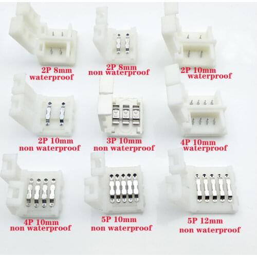 LED Strip Connectors 2pin 8mm / 2pin 10mm / 4pin 10mm / 5pin 10mm Free Welding Connector 5pcs/lot