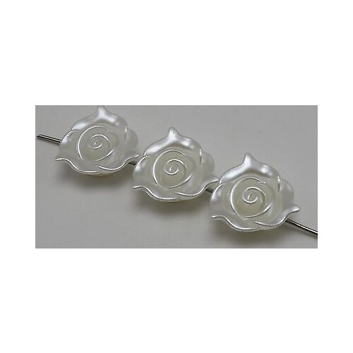 50 Ivory Acrylic Pearl FlatBack Flower Cabochons 20mm Sew On Beads