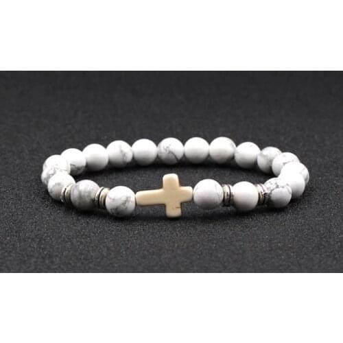 8mm adjusted Charm head nature stone bead copper turquoise Bracelet hf42 cross Reiki Chakra Buddha Yoga