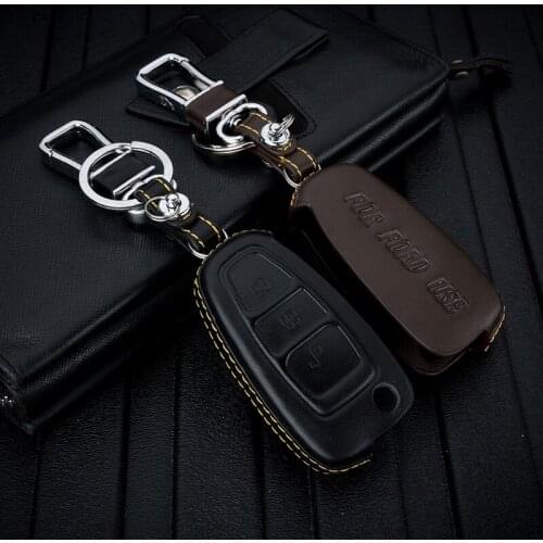 ABAIWAI Car Key Shell Decoration For Ford Escape Kuga Focus Keychain Case Holder Leather Bag Auto Styling Interior Accessories