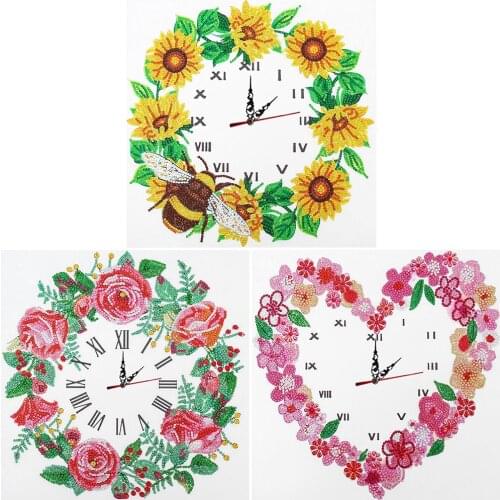 DIY 5D Diamond Painting Clock Flower Animal Special Shape Resin Rhinestone Mosaic Wall Art Picture Kit Home Decoration Craft