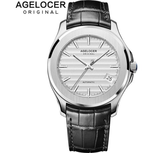 Switzerland Men Automatic Mechanical Watches Swiss AGELOCER Stainless Steel Dress Fashion Mens Male Wrist Watch Clock