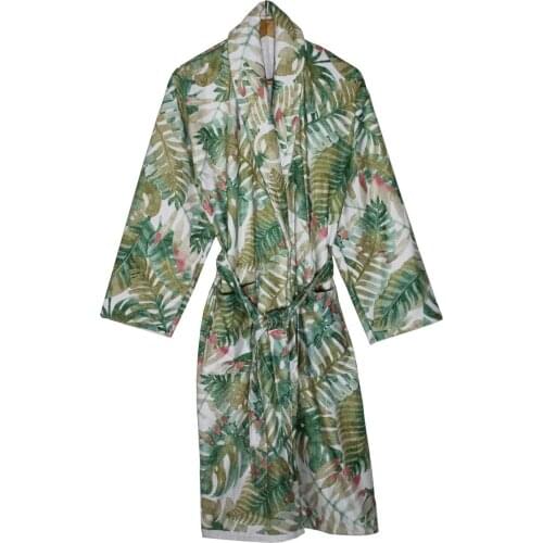 1 Piece Floral Men Bathrobe Unisex Bathrobe Women Bathrobe Hammam Bathrobe Quality Fabric Dressing Gown Patterned Palm Robe Leaf