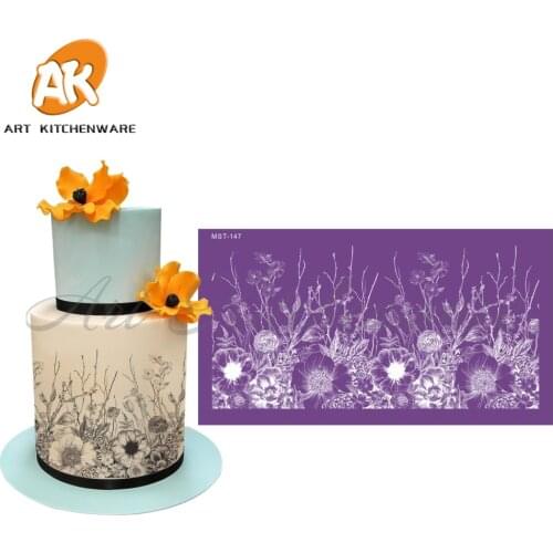 Flowers Mesh Stencil Cake Stencil Wedding Decoration Cake wedding decoration Tools Soft Fabric Stencils for Fondant Cake Mold