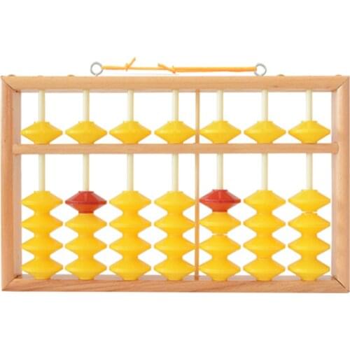 High Quality 7 Column Non-Slip Hanging Wooden Abacus Chinese Soroban Educational Tool Mathmetic Calculator for Student Teacher