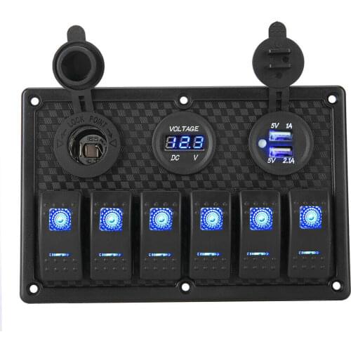 Hot Sale 6 Gang rocker switch panel For 12V 24V Car Boat Marine