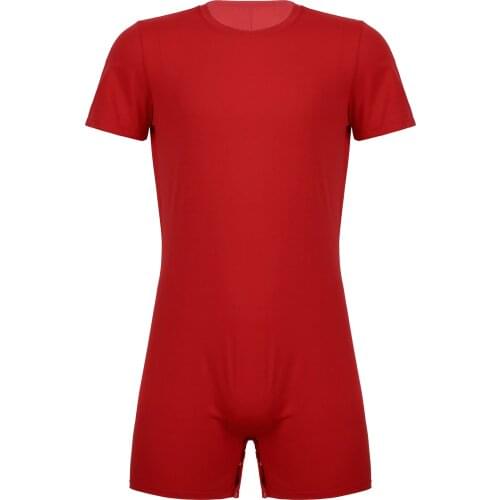 IEFiEL Mens Short Sleeve Jumpsuit Bodysuits T-Shirts Summer Lingerie Teddies Casual Jockstraps Pouch Male One-pieces Rompers