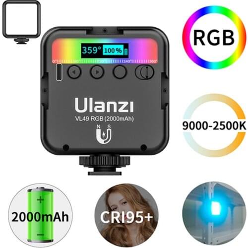 Ulanzi VL49 RGB Pocket LED Video Light 2700K-9000K On Camera Light Mini Pocket Fill Light Photography Lighting Vlog Light