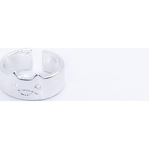 Classic Cute Bear Face Flat Ring Gold Silver Rose Three Color Optional Fixed size opening design Animal Wedding Bands