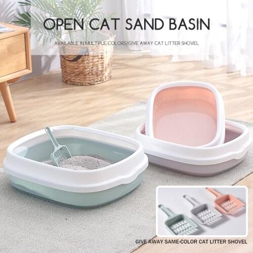 Cat Litter Box Super Large Semi-Enclosed Cat Toilet Detachable Anti-Splashing sand basin home pet toilet with spoon plastic pet