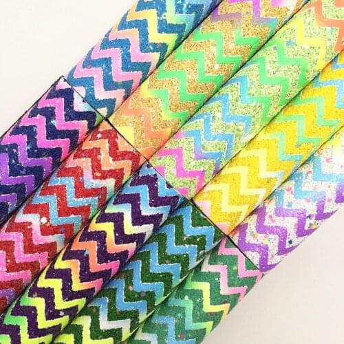 Onefly Wholesales Dropshipping Leather Supplier Rainbow Arrow Rainbow Glitter Faux Vinyl Leather Fabric For Bow DIY FZ054B